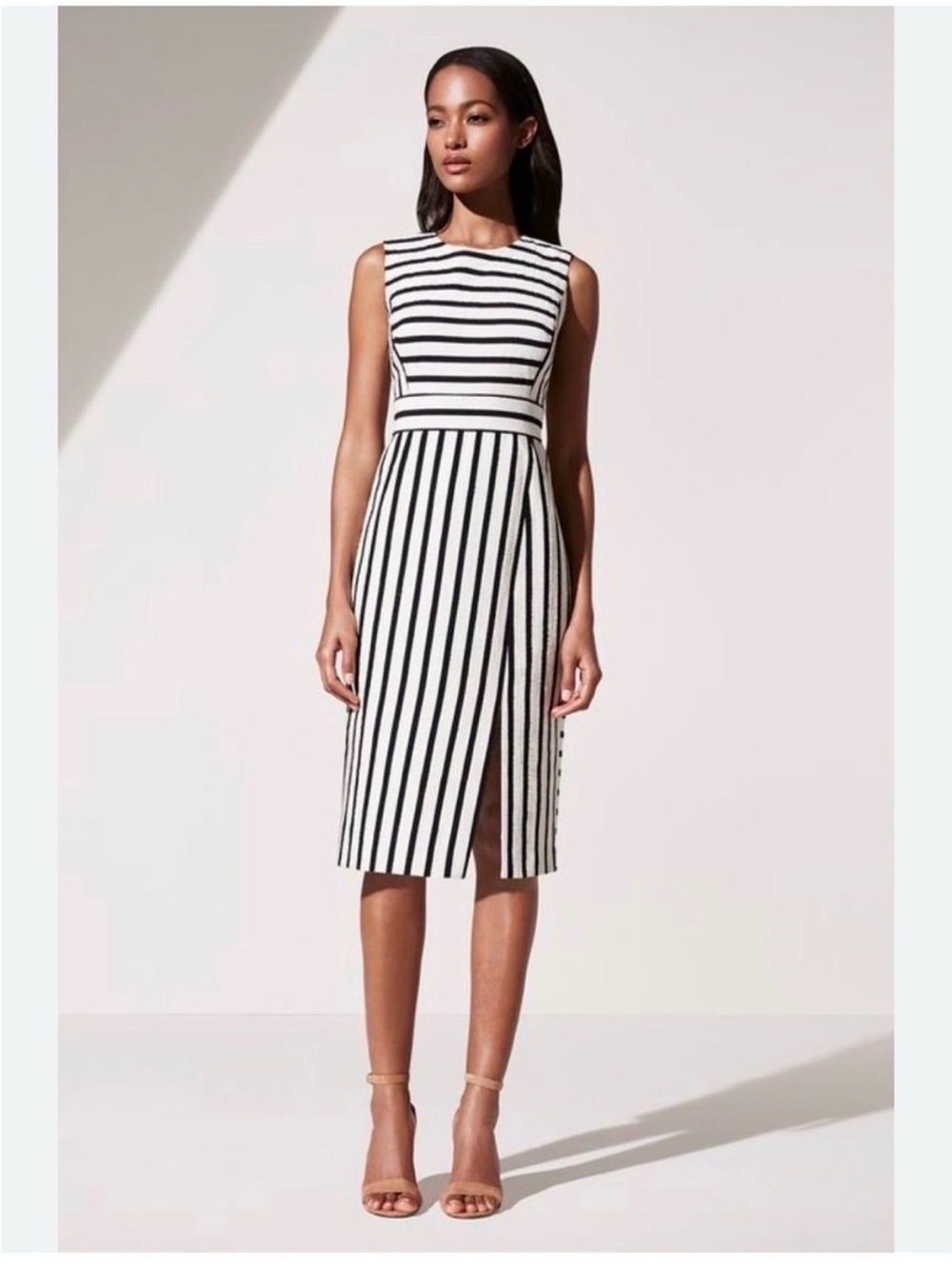 Ann Taylor Black and White Striped Sheath Dress 4P